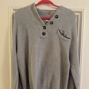 Lunya: Gray Cozy Cotton Silk Pocket Henley, Size Medium